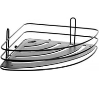 Полка для ванной комнаты Raindrops Black угловая, с пластиковой вставкой на присоске W7256-1