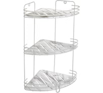 Угловая полка Raindrops White 3-х ярусная, с пластиковой вставкой, мрамор W6746-3AM