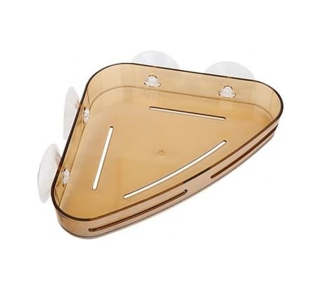 Угловая полка Аквалиния пластиковая, на присоске, коричневая W6952