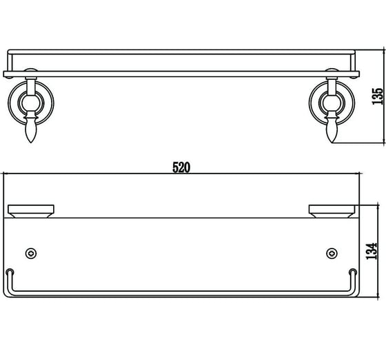 Прямая полка Savol стеклянная 60 см S-06891A 23565