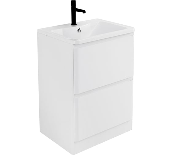 База под раковину BelBagno ALBANO напольная, с двумя выкатными ящиками, Bianco Lucido, 700x450x810, ALBANO-700-2C-PIA-BL