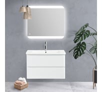 База под керамическую раковину BelBagno ALBANO-CER подвесная, с двумя выкатными ящиками, Bianco Lucido, 770x444x500, ALBANO-CER-800-2C-SO-BL