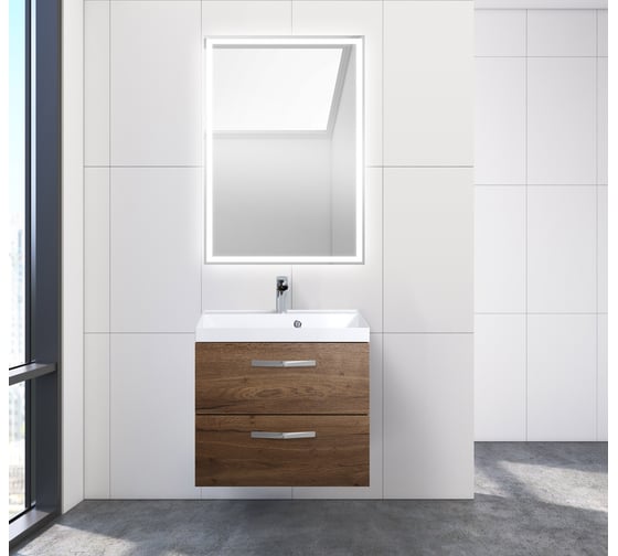 База под раковину BelBagno AURORA подвесная, с двумя выкатными ящиками, Rovere Tabacco, 600x450x500, AURORA-600-2C-SO-RT