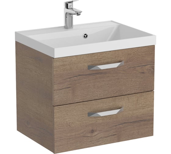 База под раковину BelBagno AURORA подвесная, с двумя выкатными ящиками, Rovere Tabacco, 600x450x500, AURORA-600-2C-SO-RT