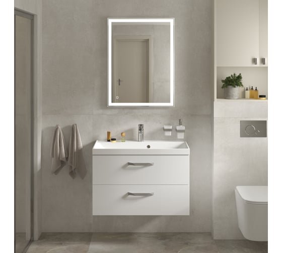 База под раковину BelBagno AURORA подвесная, с двумя выкатными ящиками, Bianco Lucido, 800x450x500, AURORA-800-2C-SO-BL