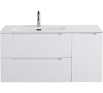 База под раковину BelBagno ETNA подвесная, с двумя выкатными ящиками и одной распашной дверцей, левосторонняя Bianco Lucido,1004x462x500, ETNA-1000-2C-1A-SO-BL-L