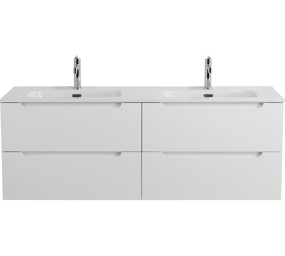 База под раковину BelBagno ETNA подвесная, с четырьмя выкатными ящиками для раковины с двумя чашами, Bianco Lucido, 1202x462x500, ETNA-1200-4C-SO-2-BL 1