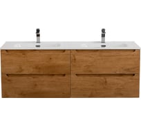 База под раковину BelBagno ETNA подвесная, с четырьмя выкатными ящиками для раковины с двумя чашами, Rovere Nature, 1404x462x500, ETNA-1400-4C-SO-2-RN