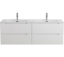 База под раковину BelBagno ETNA подвесная, с четырьмя выкатными ящиками для раковины с двумя чашами, Bianco Lucido, 1404x462x500, ETNA-1400-4C-SO-2-BL