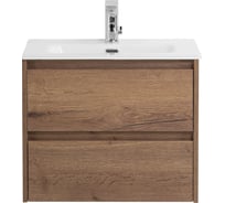 База под раковину BelBagno KRAFT 39 напольная, с фрезерованными ручками по всей длине фасада с двумя выкатными ящиками, Rovere Tabacco, 605x390x840, KRAFT39-600/390-2C-PIA-RT