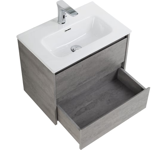 База под раковину BelBagno KRAFT 39 подвесная, с двумя выкатными ящиками, Cemento Grigio, 600x390x500, KRAFT 39-600/390-2C-SO-CG