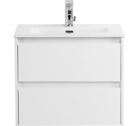 База под раковину BelBagno KRAFT 39 напольная, с фрезерованными ручками по всей длине фасада с двумя выкатными ящиками, Bianco Opaco, 605x390x840, KRAFT39-600/390-2C-PIA-BO