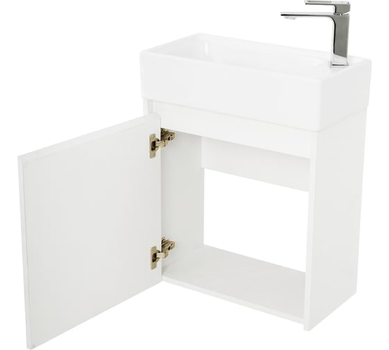 База под раковину BelBagno KRAFT MINI подвесная, с распашной дверцей, левосторонняя, Bianco Opaco, 494x256x500, KRAFT MINI-500/260-1A-SO-BO-L
