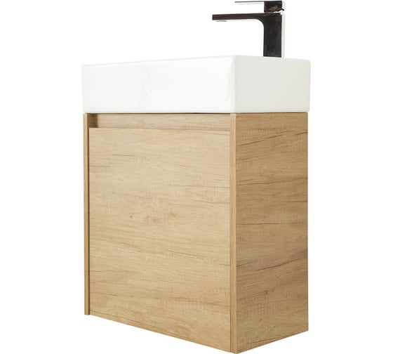 База под раковину BelBagno KRAFT MINI подвесная, с распашной дверцей, левосторонняя, Rovere Nebrasca Nature, 494x256x500, KRAFT MINI-500/260-1A-SO-RNN-L