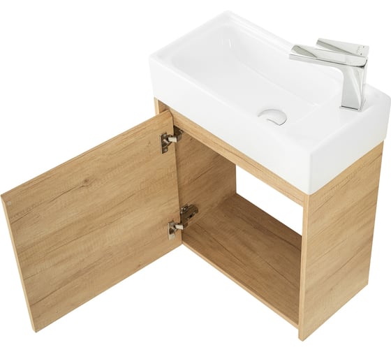 База под раковину BelBagno KRAFT MINI подвесная, с распашной дверцей, левосторонняя, Rovere Nebrasca Nature, 494x256x500, KRAFT MINI-500/260-1A-SO-RNN-L