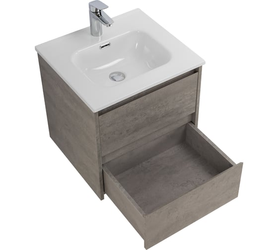 База под раковину BelBagno KRAFT подвесная, с двумя выкатными ящиками, Cemento Grigio, 500x460x500, KRAFT-500-2C-SO-CG