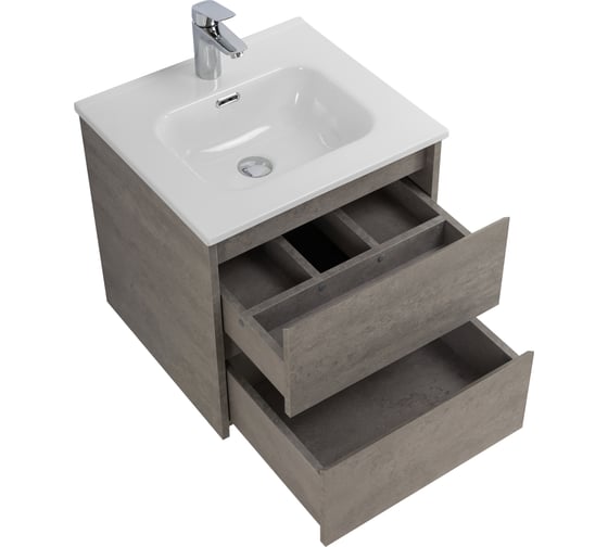 База под раковину BelBagno KRAFT подвесная, с двумя выкатными ящиками, Cemento Grigio, 500x460x500, KRAFT-500-2C-SO-CG