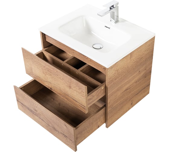 База под раковину BelBagno KRAFT подвесная, с двумя выкатными ящиками, Rovere Tabacco, 500x460x500, KRAFT-500-2C-SO-RT