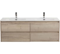 База под раковину BelBagno KRAFT подвесная, с четырьмя выкатными ящиками для раковины с двумя чашами, Rovere Galifax Bianco, 1200x460x500, KRAFT-1200-4C-SO-2-RGB