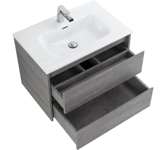 База под раковину BelBagno KRAFT подвесная, с двумя выкатными ящиками, Cemento Grigio, 600x460x500, KRAFT-600-2C-SO-CG
