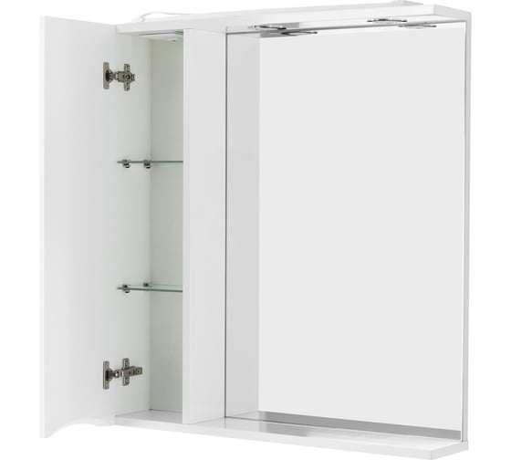 Шкаф зеркальный BelBagno MARINO подвесной, с одной распашной дверцей с доводчиками, LED 2x4W, левосторонний, Bianco Lucido, 700x150x750 MARINO-SPC-700/750-1A-BL-P-L