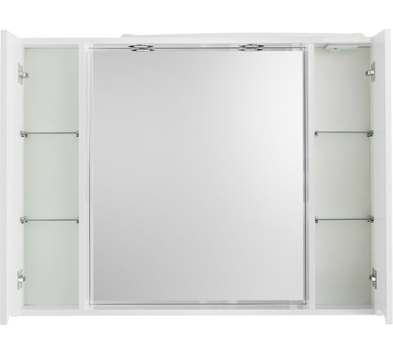 Шкаф зеркальный BelBagno MARINO подвесной, с двумя распашными дверцами с доводчиками, LED 2x4W, Bianco Lucido, 1000x150x750 MARINO-SPC-1000/750-2A-BL-P