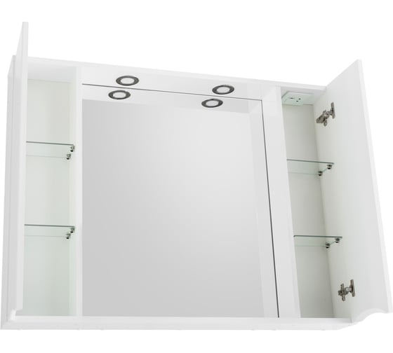 Шкаф зеркальный BelBagno MARINO подвесной, с двумя распашными дверцами с доводчиками, LED 2x4W, Bianco Lucido, 1000x150x750 MARINO-SPC-1000/750-2A-BL-P