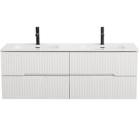 База под раковину CEZARES DUET-N подвесная с четырьмя выкатными ящиками для раковины с двумя чашами, Bianco Lucido, 1400x450x500, DUET-N-1400-4C-SO-2-BL