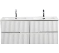 База под раковину CEZARES DUET-N подвесная с четырьмя выкатными ящиками для раковины с двумя чашами, Bianco Lucido, 1200x450x500, DUET-N-1200-4C-SO-2-BL