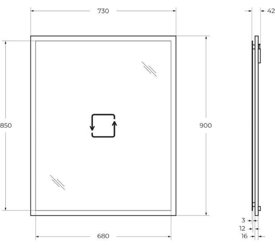 Зеркало Cezares TIFFANY, со встроенной LED-подсветкой, системой антизапотевания, реверсивное Nero grafite, 73x4х90 45044