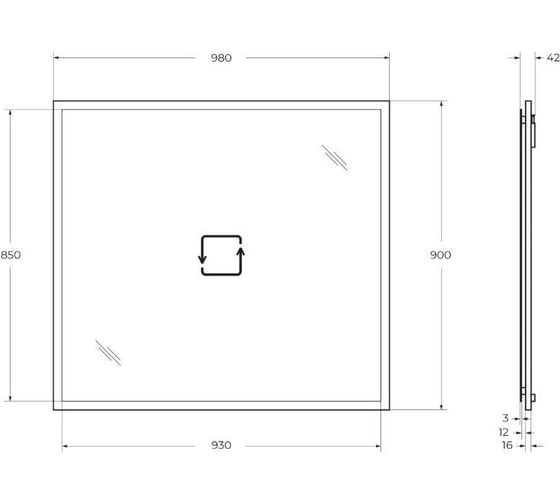 Зеркало Cezares TIFFANY, со встроенной LED-подсветкой, системой антизапотевания, реверсивное Verde opaco, 98x4х90 45088