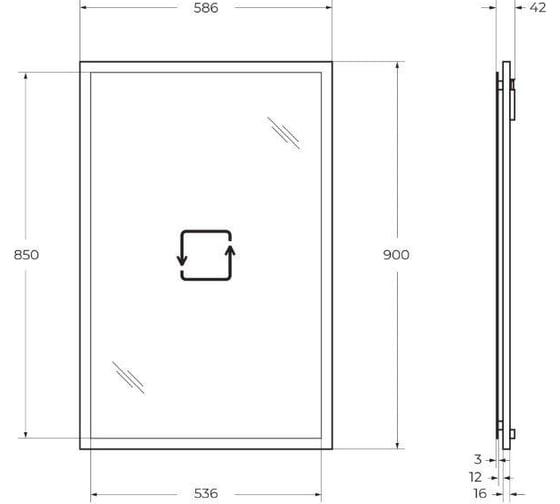 Зеркало Cezares TIFFANY, со встроенной LED-подсветкой, системой антизапотевания, реверсивное Blu Petrolio, 59x4х90 45042