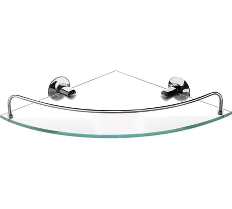 Полка для ванной комнаты Аквалиния стеклянная, угловая, с бортиком Z-108