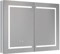 Алюминиевый зеркальный шкаф с подсветкой AQUATEK AQ7904-MLC 900х700х133, крепеж, две зеркальные дверцы, две стеклянные полки, круговая подсветка, антизапотевание 00000140655