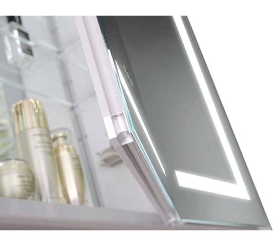 Алюминиевый зеркальный шкаф с подсветкой AQUATEK AQ7124-MLC 1200х700х133, крепеж, три зеркальные дверцы, две стеклянные полки, круговая подсветка, антизапотевание 00000140656