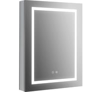 Алюминиевый зеркальный шкаф с подсветкой AQUATEK AQ7604-MLC 600х800х133, крепеж, одна зеркальная дверца, две стеклянные полки, круговая подсветка, антизапотевание 00000140653