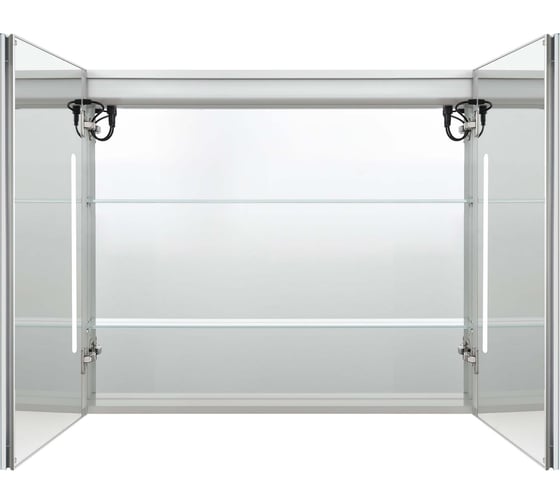 Алюминиевый зеркальный шкаф с подсветкой AQUATEK AQ7809-MLC 800х700х133, крепеж, две зеркальные дверцы, антизапотевание, акриловая подсветка 00000140663