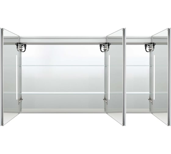 Алюминиевый зеркальный шкаф с подсветкой AQUATEK AQ7129-MLC 1200х700х133, крепеж, три зеркальные дверцы, антизапотевание, акриловая подсветка 00000140665