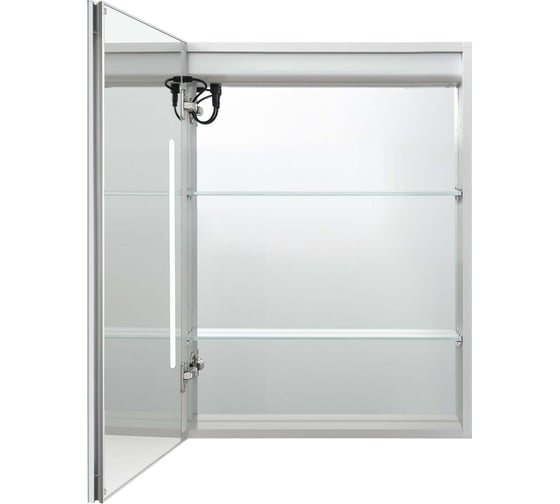 Алюминиевый зеркальный шкаф с подсветкой AQUATEK AQ7609-MLC 600х800х133, крепеж, одна зеркальная дверца, антизапотевание, акриловая подсветка 00000140662