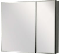 Алюминиевый зеркальный шкаф без подсветки AQUATEK AQ7608-MC 636х660х134, крепеж, две зеркальные дверцы шириной, две стеклянные полки 6 мм 00000140650