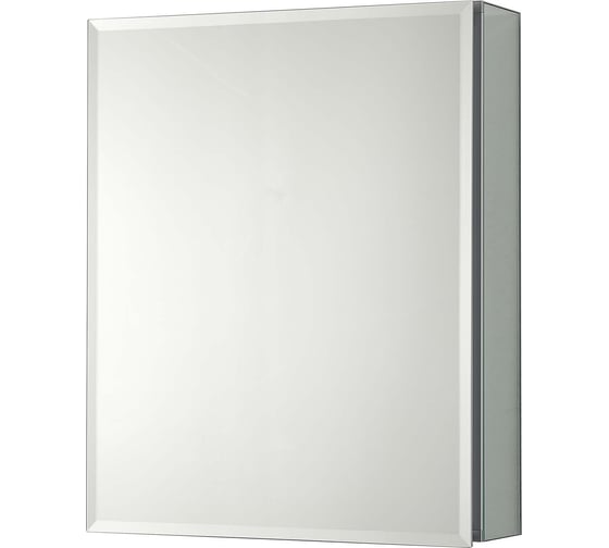Алюминиевый зеркальный шкаф без подсветки AQUATEK AQ7508-MC 508х660х134, крепеж одна зеркальная дверца, две стеклянные полки, установка с левым или правым поворотом 00000140649 1