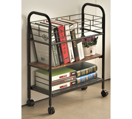 Тележка-стеллаж UniStor FANCY 2 яруса, передвижная, регулируемая по высоте полка MDF 211065