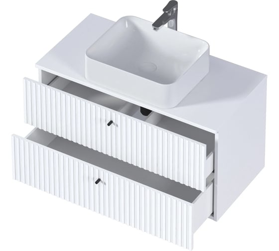 Тумба 1Marka Desire 900x487x450П 2я монолит айсберг /эмаль белая Ц0000026595