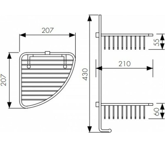 Настенная полка KAISER 20420443060 Black/латунь, двойная  KH-5072