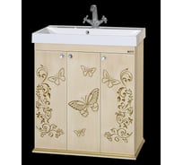 Прямая тумба Misty Бабочка-75 бежевая, патина Л-Баб01075-033Пр