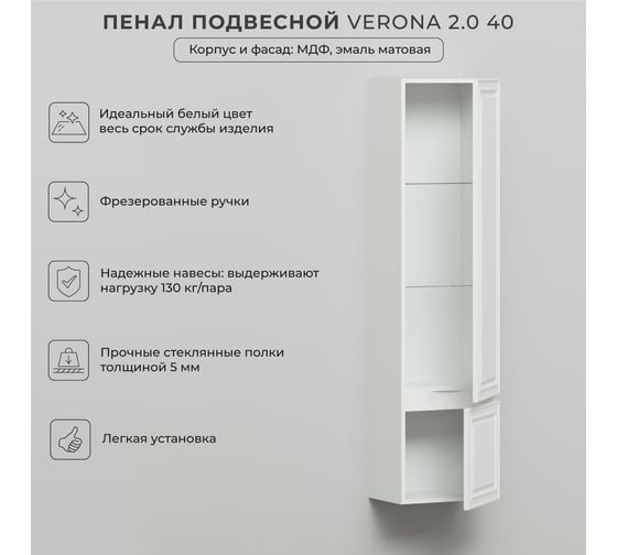 Пенал подвесной Verona ИТАНА 40 400х300х1600 мм, бланж 4657828216968