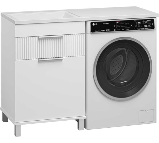 Тумба напольная Brevita ENFIDA - 60 1 ящик, под стиральную машину, белая матовая эмаль, с бельевой корзиной ENF-07060-011Я