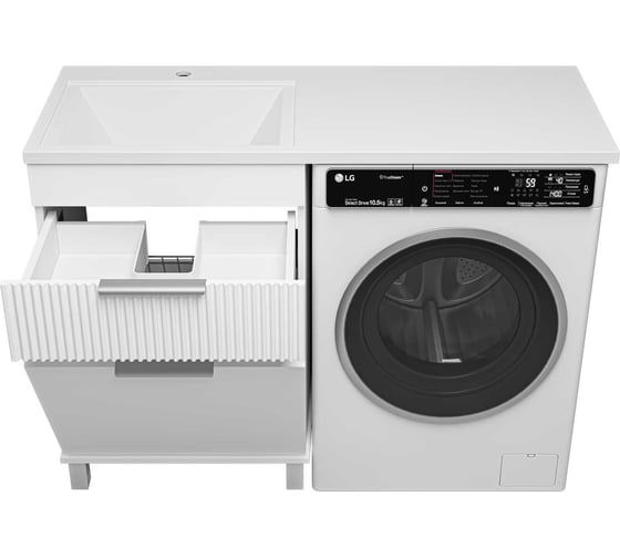 Тумба напольная Brevita ENFIDA - 60 1 ящик, под стиральную машину, белая матовая эмаль, с бельевой корзиной ENF-07060-011Я