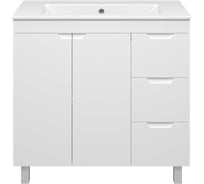 Тумба напольная Misty Оптима - 90 с 3 ящиками, 2 дверная, белая эмаль П-Опт-07090-011П3Я