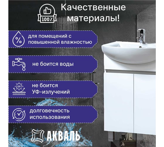 Тумба для ванной Акваль Афина 60 см АФИНА.60.00.01.N